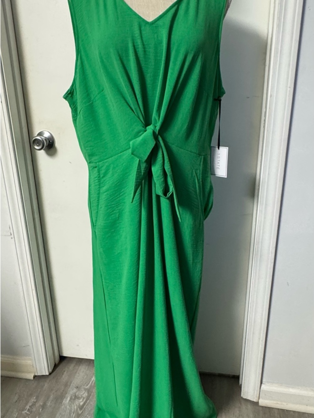 1. State Bright Green Sleeveless Knot-Front Maxi Dress